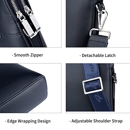 FSD.WG]Business Bag Leather Briefcase Shoulder Laptop Business Bag for Men - color: Blue