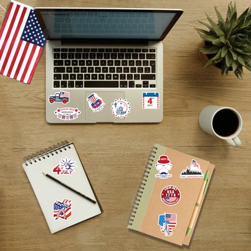 100 PCS 4th of July Stickers, Patriotic Stickers for Decorations, USA Waterproof Vinyl Stickers for Water Bottles, Laptop, Phone, Tablet, Guitar, Bike, Car - style: 4th of July