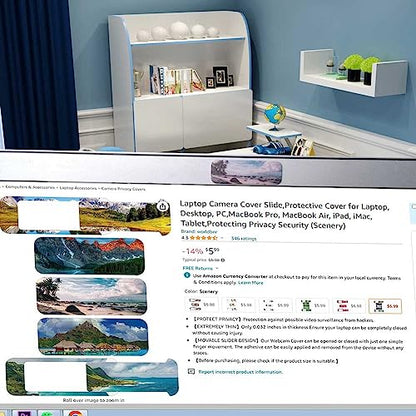 Laptop Camera Cover Slide,Protective Cover for Laptop, Desktop, PC,MacBook Pro, MacBook Air, iPad, iMac, Tablet,Protecting Privacy Security (Scenery)