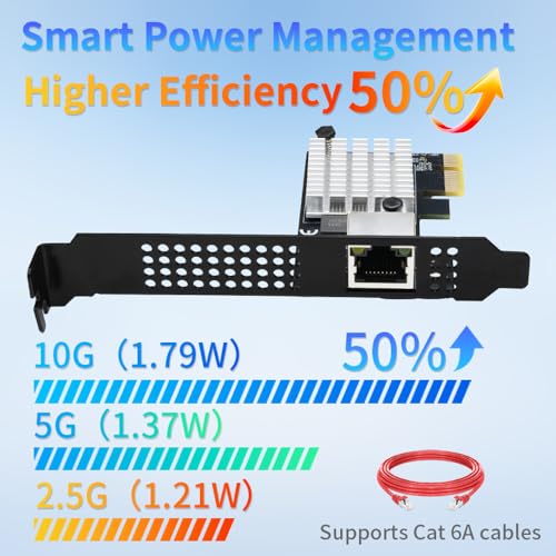 IO CREST Single Port 10 Gigabit Ethernet PCI-e x1 Network Card RTL8127 Chipset - size: 1-Port 10G 8127, style: 10 Gigabit
