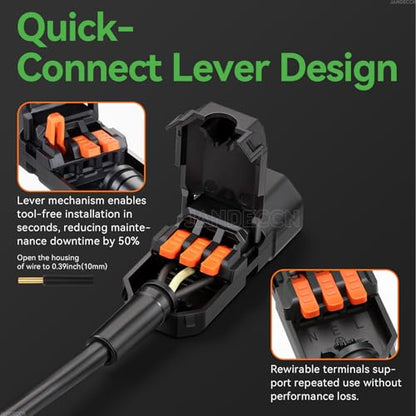 3 Pin Terminal Quick Connectors, 10A 250V IEC320 C13 Female + C14 Male Inline Power Plug Adapter Socket Connector - style: C13 +C14