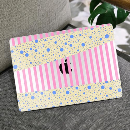 MEEgoodo Case for M5/M4/M3/M2 MacBook Air 13 inch Case 2026 2025 2024 2022, Fit Model A3449/A3240/A3113/A2681, Laptop Hard Shell Compatible with MacBook Air 13.6-inch, Pink Stripes & Blue Dots - color: Pink Stripes & Blue Dots