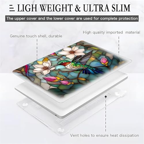 for MacBook Air 13 Inch Release 2011-2017 Model A1466/A1369 Clear Computer Case,Novelty Premium Pattern Hardshell Laptop Case 3D Stained Flower Looking Hummingbird - color: 3D Stained Flower Looking Hummingbird, size: A1466/A1369(13 inch)-Clear