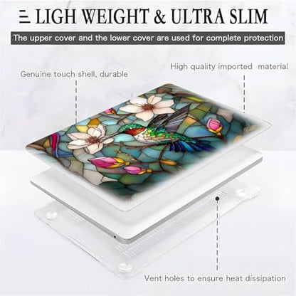 for MacBook Air 13 Inch Release 2011-2017 Model A1466/A1369 Clear Computer Case,Novelty Premium Pattern Hardshell Laptop Case 3D Stained Flower Looking Hummingbird - color: 3D Stained Flower Looking Hummingbird, size: A1466/A1369(13 inch)-Clear