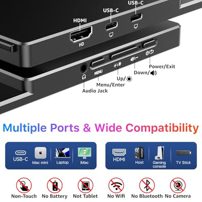 kksmart Portable Monitor for Laptop MacBook Surface PC Xbox PS5, Travel Monitor Second Screen for Laptop, HDMI USB-C VESA Compatible Built-in Speaker, 17.3 - size: 17.3