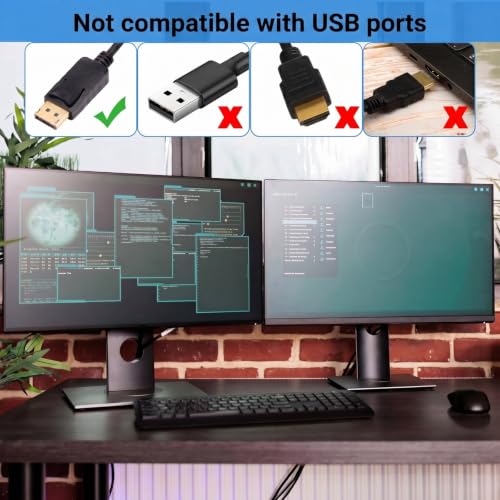 24 Pack Displayport to Vga Cable 6 ft Gold Plated Dp to Vga Adapter with Chip for Laptop Computer PC Monitor Projector HDTV, Not Bidirectional, Not Compatible with USB - size: 6 ft