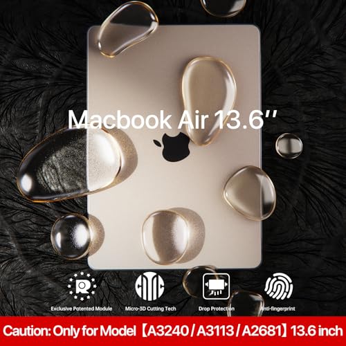 Soonjet for MacBook Air 13 inch Case with Keyboard Cover, Matte Finish Cover, Fits 2022-2025 M4/M3/M2 Models A3240 A3113 A2681, Color-Matched Transparent Design for MacBook Air 13.6 inch | Easy to Snap On, Closes Seamlessly, Scratch Resistant, Non-Slip Pa