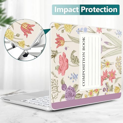 for MacBook Neo 13 Inch Case 2026 (Model A3404, A18 Pro chip), Stylish Pattern Protective Hard Shell with Screen Protector, Keyboard Cover & USB-C Adapter - Purple Composition Book - color: Purple Composition Book