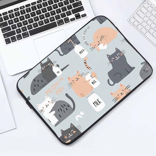 Laptop Sleeve Bag 15.4 15.6 Inch,Modern Cats Funny Cat Grey Protective Polyester Computer Cases Laptop Cover Briefcase Bag Tablet Travel Cover - color: LPS-017