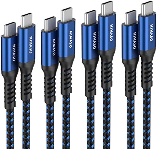 NIMASO USB C to USB C Cable 60W 4-Pack[10ft+6.6ft+3.3ft+1ft], USB Type C Charger Cord Compatible with Samsung Galaxy S21/S21+/S20+ Ultra Note 20, Pixel 4/3 XL, MacBook iPad Pro/Air 2020 (Blue) - color: Blue