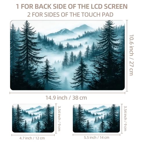 Universal Laptop Skin Sticker for 12/13/14/15.6 Inch Laptops, Reusable Vinyl Laptop Decal Cover, Waterproof Scratch Resistant Notebook Skin with 2 Wrist Pads,Misty Forest - color: Misty Forest