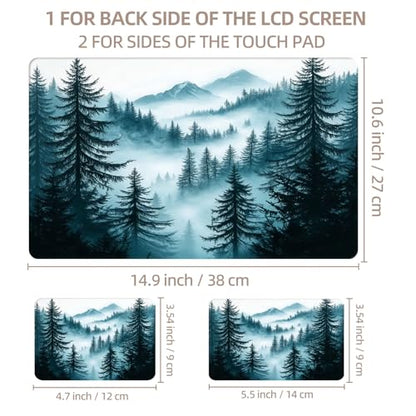Universal Laptop Skin Sticker for 12/13/14/15.6 Inch Laptops, Reusable Vinyl Laptop Decal Cover, Waterproof Scratch Resistant Notebook Skin with 2 Wrist Pads,Misty Forest - color: Misty Forest