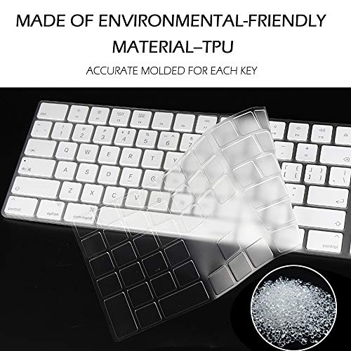 ProElife Keyboard Cover Skin for 2018-2017 Apple Magic Keyboard with Numeric Keypad A1843 US Enter MQ052LL/A Wireless Bluetooth Keyboard Ultra Thin Full Size TPU Protector, 0.13 mm, Transparent Clear | Clear, US Enter, Ultra Thin (0.13 mm), Full Size TPU