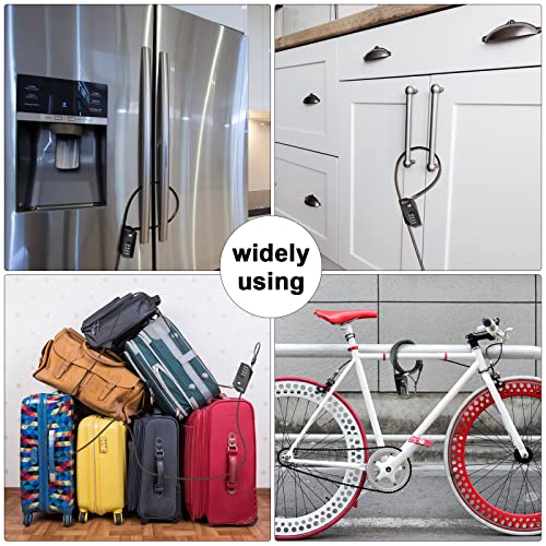 4-Digit Combination Cable Lock, 70 Inch PVC Coated Steel Cable Lock with Zinc Alloy Body, 10,000 Codes，Resettable Security Lock for Refrigerator, Cabinet, Bike, Motorcycle, Kayak, Trail Camera