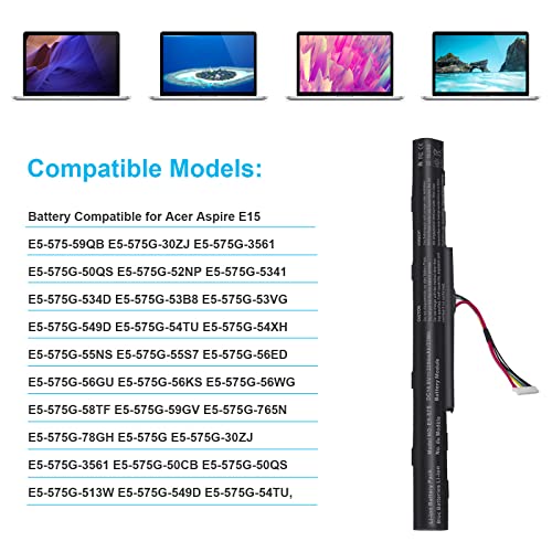 AS16A5K AS16A8K 4ICR19/66 Battery for Acer Aspire E5-523 E5-553 E5-576 E5-774G N16Q2 E5-576G E5-575G E5-475 F5-573 E5-575-52JF E5-575-33BM E5-575G-76YK E5-575-54SM E5-575G-57D4 E5-576-392H E5-575-54E8 - size: 10.35*1.56*0.85inch E5-575