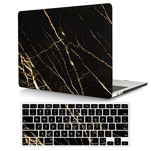 Laptop Case Compatible with MacBook Pro 13 inch with CD-ROM Model: A1278(Old Version 2012/2011/2010/2009/2008), Protective Plastic Hard Shell Case Cover & Keyboard Skin - Black Marble - color: Black Marble, size: A1278(Pro 13 w/CD-ROM 2008-2012)