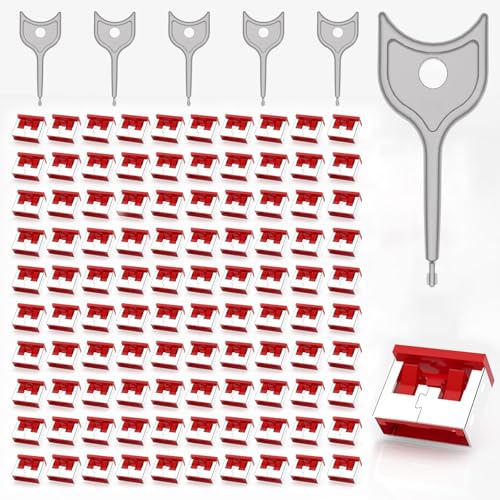 100-Pack USB Port Lock with 5 Key, Metal USB-A Port Blocker,Security Data Protection for PC Laptop, Anti-Theft USB Lock, Dust & Moisture Proof Type-A Connector Cover,Removable (Red - color: Red, size: 100+5