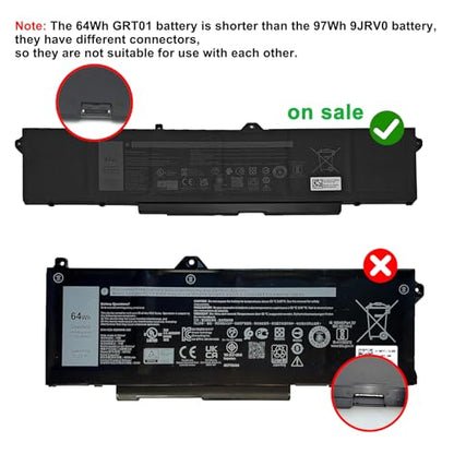 97Wh 9JRV0 Laptop Battery Replacement for Dell Latitude 5521 5531 Precision 3571 3561 3581 3591 Alienware M17 R5 M18 R1 R2 Series 05RGW 005RGW 53XP7 053XP7 - size: 10.71*3.94*0.59inch 9JRV0