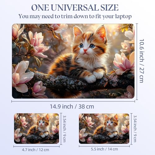 Universal Laptop Skin Sticker Decal,15.6 Inch Laptop Vinyl Cover for 13" 14" 15.6" Laptop,Scratch-Resistant Waterproof Protector Wrap,Reusable with Wrist Pads,Magnolia Cat Branch - color: Magnolia Cat Branch