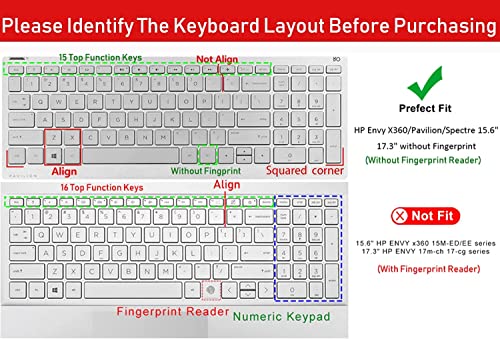 Keyboard Protector Skin Cover Compatible HP Pavilion 15.6" Series/HP 15.6" Touchscreen Laptop 15-BS020WM/HP Pavilion x360 15.6" Series/HP Envy x360 15.6 Series/HP Pavilion 17.3 Series(Marble) - color: Marble
