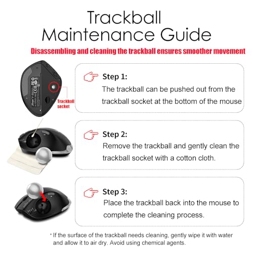 zelotes Wireless Trackball Mouse,Bluetooth Mouse,Rechargeable,4800 DPI, 2-in-1(BT 5.0/3.0+2.4GHz USB Receiver), 8 Buttons,Ergonomic Design,LED Lighting,for Laptop, PC, Pad,Black - color: Black