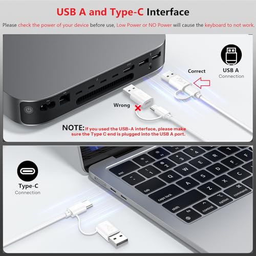 OMOTON Wired Keyboard for Mac, Compact 78-Key, USB-C/A Plug & Play, White | Stable Wired Connection, Compatible with MacBook Pro/Air/Neo, iMac, Mac Mini & Mac Pro – Desk Work, Home, School & Office