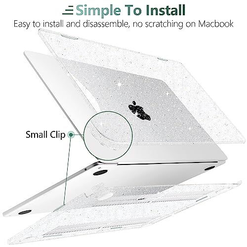 Clear Glitter Case for MacBook Air 15 Inch M5 M4 M3 M2 (2026-2023) A3448 A3241 A3114 A2941, Protective Hard Shell Cover Compatible with Touch ID & Liquid Retina Display - Star Clear - color: Star Clear