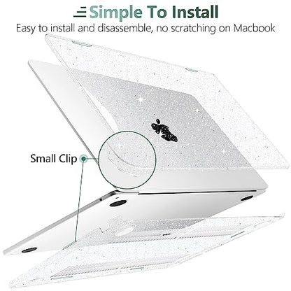 Clear Glitter Case for MacBook Air 15 Inch M5 M4 M3 M2 (2026-2023) A3448 A3241 A3114 A2941, Protective Hard Shell Cover Compatible with Touch ID & Liquid Retina Display - Star Clear - color: Star Clear