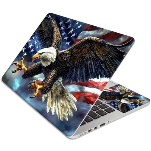 15.6 Inch Laptop Skin Sticker, Reusable Vinyl Cover Protector with 2 Wrist Pad Skins, Removable Waterproof Scratch-Resistant for 12-15.6 Inch Laptop Notebook,Eagle American Flag - color: Eagle American Flag