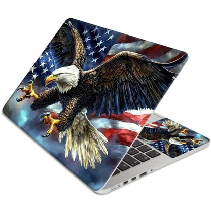 15.6 Inch Laptop Skin Sticker, Reusable Vinyl Cover Protector with 2 Wrist Pad Skins, Removable Waterproof Scratch-Resistant for 12-15.6 Inch Laptop Notebook,Eagle American Flag - color: Eagle American Flag