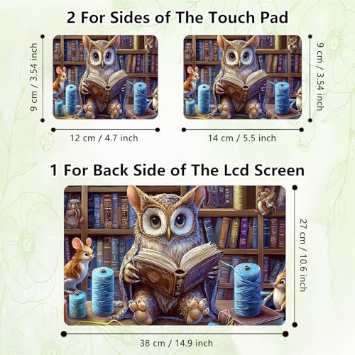 Laptop Skin Sticker Decal, Universal Reusable Vinyl Laptop Cover for 12" 13" 13.3" 14" 15" 15.4" 15.6" Notebook PC, Waterproof Scratch-Resistant with 2 Wrist Pads, Easy to Apply & Remove,Bookshelf Owl - color: Bookshelf Owl