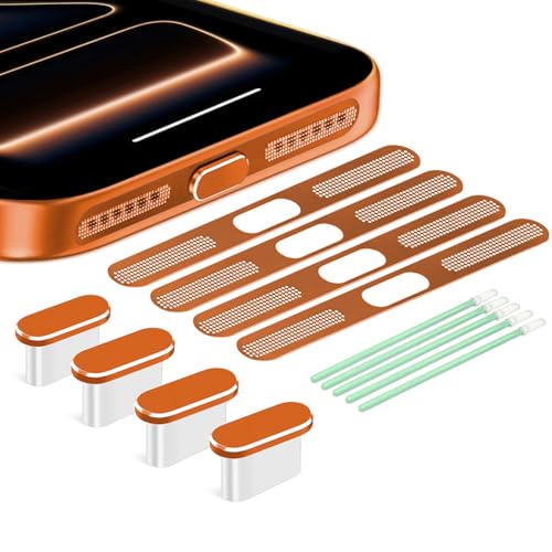 USB C Dust Plug,USB C Port Cover Type C Charging Port Plug Cover Speaker Dust Cover,Accessories for iPhone 17 Pro Max (Orange, for iPhone 17 Pro Max) - color: Orange, size: for iPhone 17 Pro Max