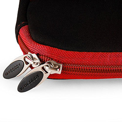 Neoprene Laptop Case | Lightweight Travel Protection | 13" Notebook Compatible Water Resistant Tech Sleeve (Red) - color: Black/Red