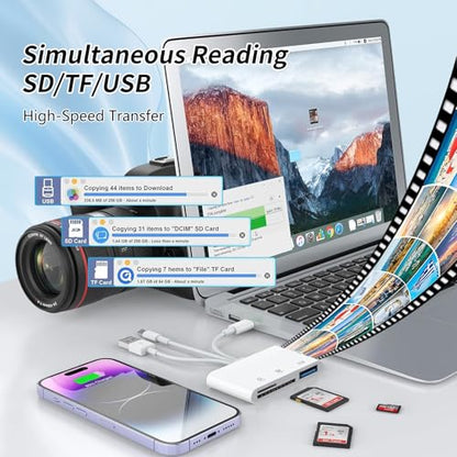 SD Card Reader for iPhone Sd Card Reader,USB-C&USB-A 3 in 3 Memory Card Reader, USB Sd Card Reader for iPhone 16/15/14/13, Ipad, Pc, Android, USB Support Sd/Xd/Ms/Tf Digital Camera Adapter. - size: 3IN3 SD Card Reader