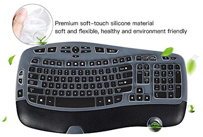 Keyboard Cover for Logitech K350 MK570 MK550 Keyboard Skin for Logitech K350 MK550 MK570 Wireless Wave Keyboard Cover Protective Skin Accessories, Black - color: Black
