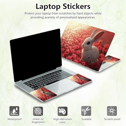 Laptop Skin Sticker Decal, Universal Reusable Vinyl Laptop Cover for 12" 13" 13.3" 14" 15" 15.4" 15.6" Notebook PC, Waterproof Scratch-Resistant with 2 Wrist Pads, Easy to Apply & Remove,Flower Rabbit - color: Flower Rabbit