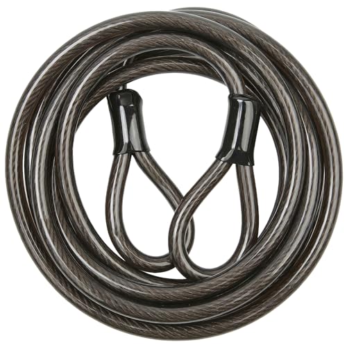 12mm Heavy Duty Security Cable with Looped Ends, Braided Steel Bike Lock Cable for Bicycle, Motorcycle & Outdoor Equipment Protection, Flexible Vinyl Coated Anti-Theft Cable - color: Black, size: 25FT