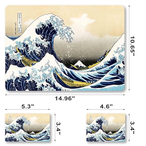 Sticker Skin Cover for 11.6 12 13" 13.3" 14" 15" 15.4" 15.6" Laptop Netbook | Vinyl Decal Skin Sticker Cover Art Notebook PC Reusable Protector ( 2 Wrist Pad Included), Kanagawa Japan Wave - color: Kanagawa Japan Wave