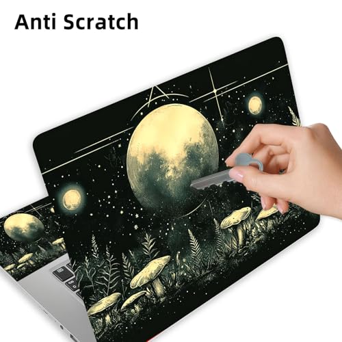 Aesthetic Laptop Skin Cover,12-15.6 Inch Universal Vinyl Sticker Decal,Moonlight Mushrooms Forest Waterproof Scratch-Resistant Notebook Wrap,Removable Residue-Free Protector - color: Moonlight Mushrooms Forest