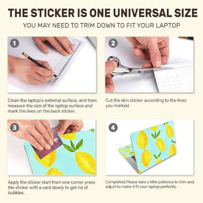 3Pcs Lemon Laptop Skin Sticker Fruit Universal Removable Vinyl Stickers Fits for 12.1 13 14 15.6 16 Inch Waterproof Notebook Decal Cover Gift - style: Lemon