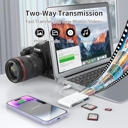 3IN1 SD Card Reader,USB C SD Card Reader,supports SD and MicroSD memory card adapter(includes USB A female port),compatible with flash drives,iPhone 15/16,MacBook,Mac,Trail Camera viewer,Plug and play - size: 3IN1 SD Card Reader