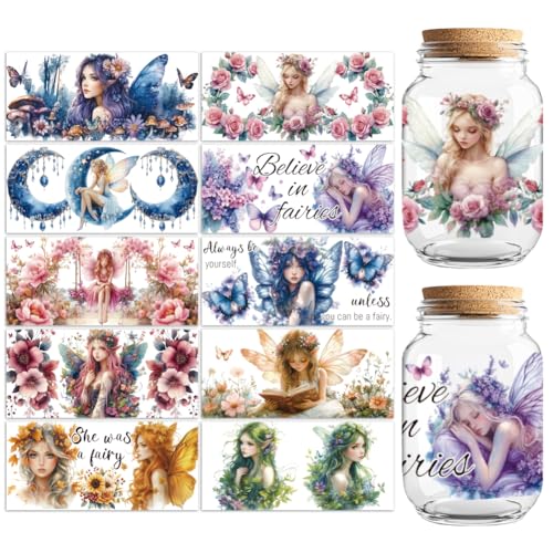 Elf UV DTF Cup Wraps, 10 Sheets Transfer Sticker | Waterproof UV DTF Stickers, Custom Vinyl Decals for 16oz Coffee Cups Tumblers Bottles Mugs, DIY Gifts & Crafts - style: Elf