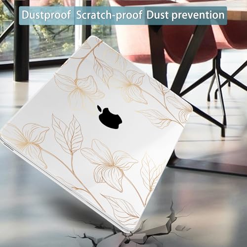 Mektron Case for 2026 MacBook Neo 13-inch A18 Pro chip A3404 Laptop Cover with 13-inch (Diagonal) Liquid Retina Display+ Keyboard Cover+ Screen Protector, Gold Flower S718 - color: Gold Flower S718