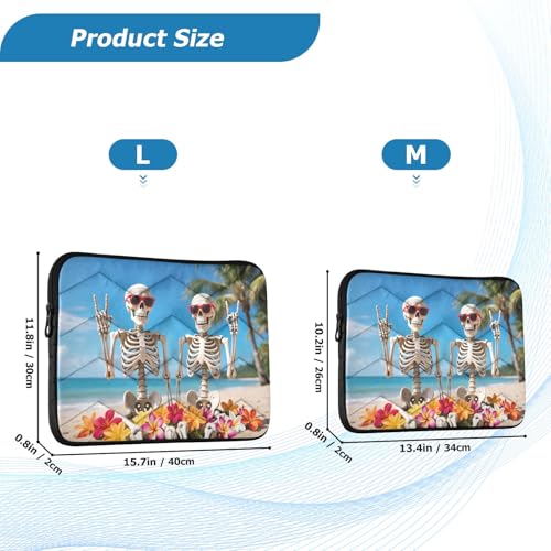 Skeletons on Beach 15-16 Inch Quilted Laptop Sleeve Case Soft Notebook Protector Bag Computer Carrying Case - color: skeletons on beach, size: Large