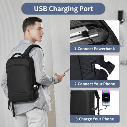 Slim Laptop Backpack for Men 15.6 Inch Lightweght Business Backpack Waterproof Travel Backpack with USB Charger Port Computer Bag College Backpacks Gifts for Men Women - size: Medium
