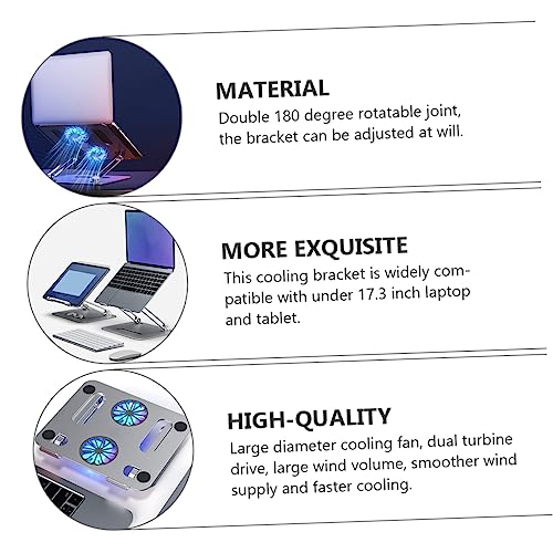 MERRYHAPY Aluminum Laptop Cooling Pad 2 Fans Strong Wind Quiet Laptop Cooler Ventilated Stand for 17.3 Inch Notebook
