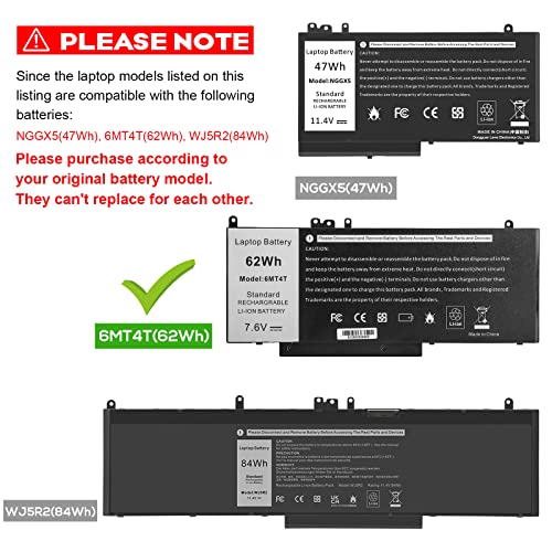 TREE.NB E5470 E5570 Battery 62WH 6MT4T Battery for Dell Latitude 14 5470 E5470 15 5570 E5570 Notebook 15.6" Part Number:7V69Y TXF9M 79VRK 07V69Y 7.6V 4-Cell - size: 9.09x3.93x0.24inch 6MT4T