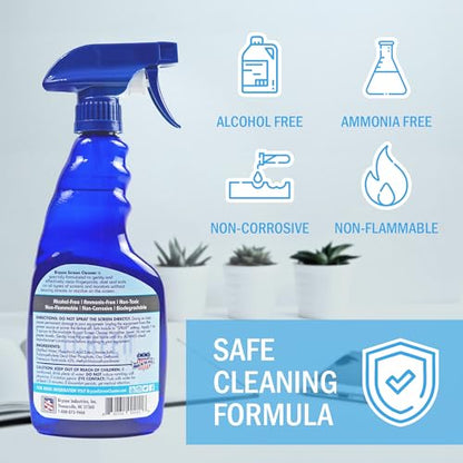 Bryson Screen Cleaner Spray and Wipe Kit - Safe for LED, LCD, OLED, Smart TV, Monitor, Laptop, Computer, Car Display - 16oz with Microfiber Cloth