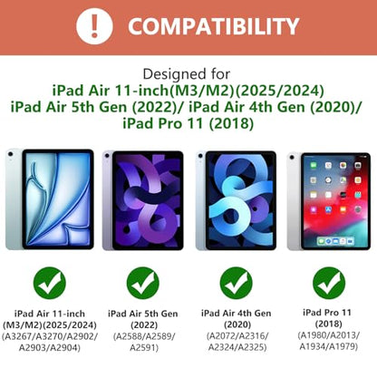 KBCASE for iPad Air 11 inch (M4/M3/M2) Case with Keyboard, Champagne | Keyboard Case for iPad Air 5th/Air 4th/Pro 11 2018, Detachable Wireless Keyboard, Pencil Holder - color: Light Champagne