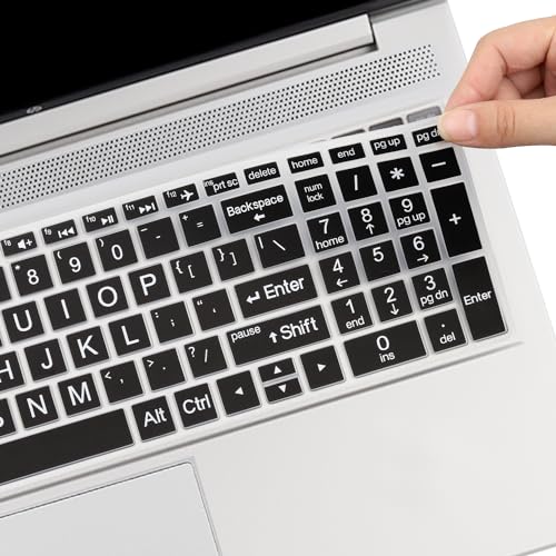 Large Letters Keyboard Cover for 15.6 HP Laptop 15-dw 15-dy 15-ef 15-da/db/bs 15-dy5033dx 15-dy2702dx 15-dy2073dx 15-dw0083wm 15-ef2126wm 15-da0033wm, Envy x360 15m-dr/ds 17-bs/bw, Pavilion 15-cs/cc - color: Black(Large Letters)